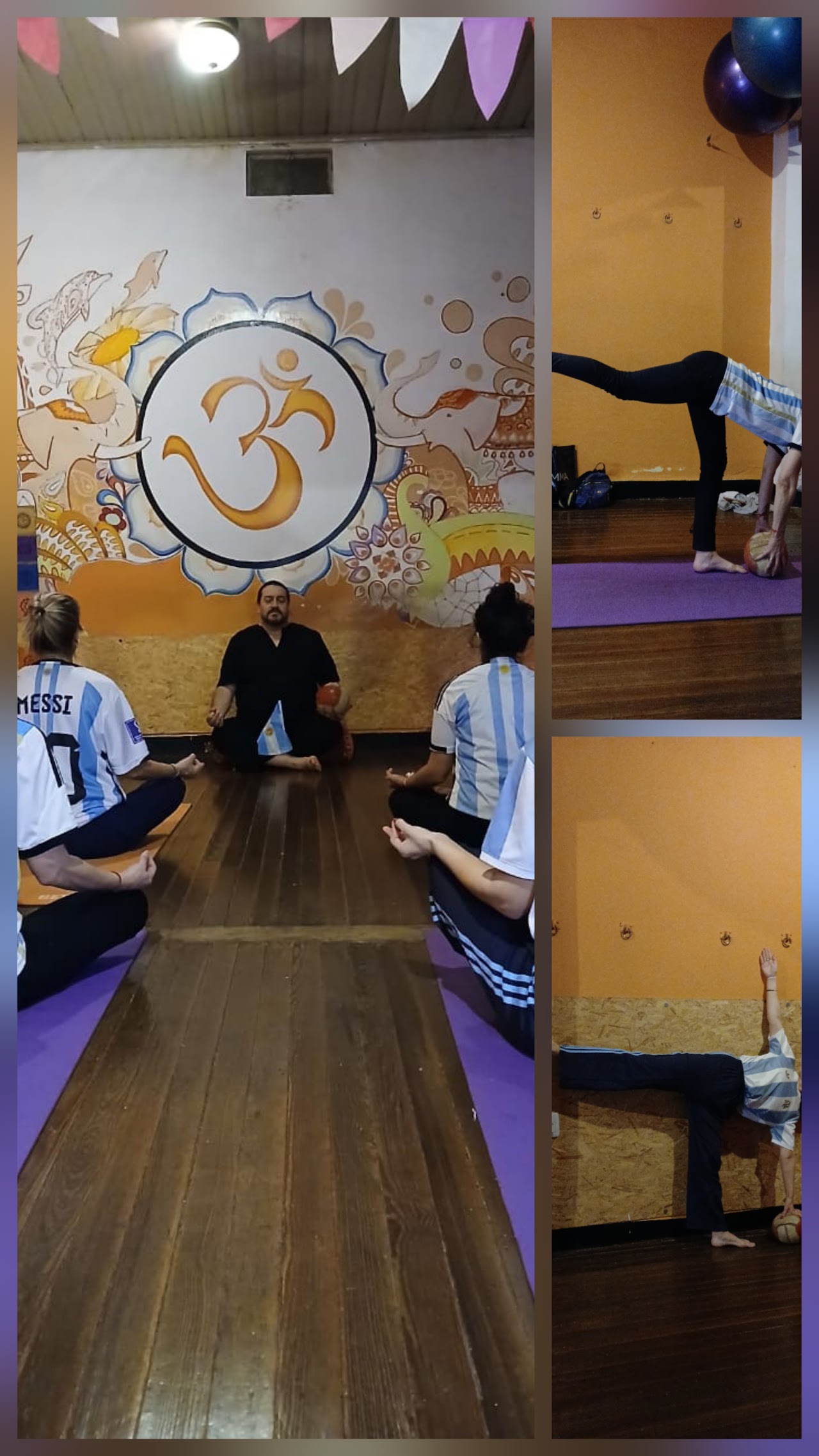 Clase grupal de yoga y meditación